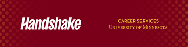 Web banner including Handshake logo and the title of the career center.
